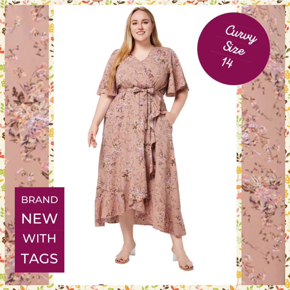 🌸Curvy Floral Flattering Wrap Dress NWT 🌸 size 14XL